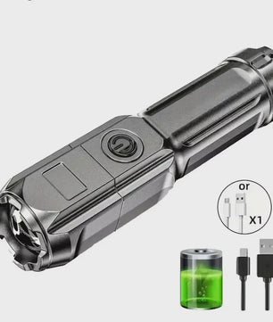 Krachtige Oplaadbare LED Zaklamp - Waterdicht, Zoombaar & USB Oplaadbaar voor Outdoor Avonturen