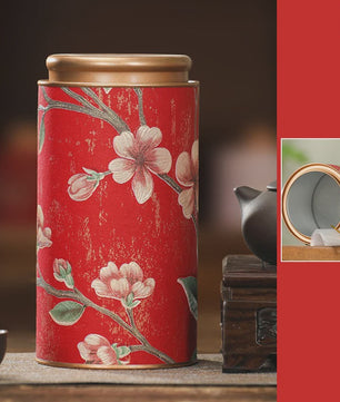 Decoratieve Theeblik met Bloemenprint - Afsluitbare Opbergbus voor Thee