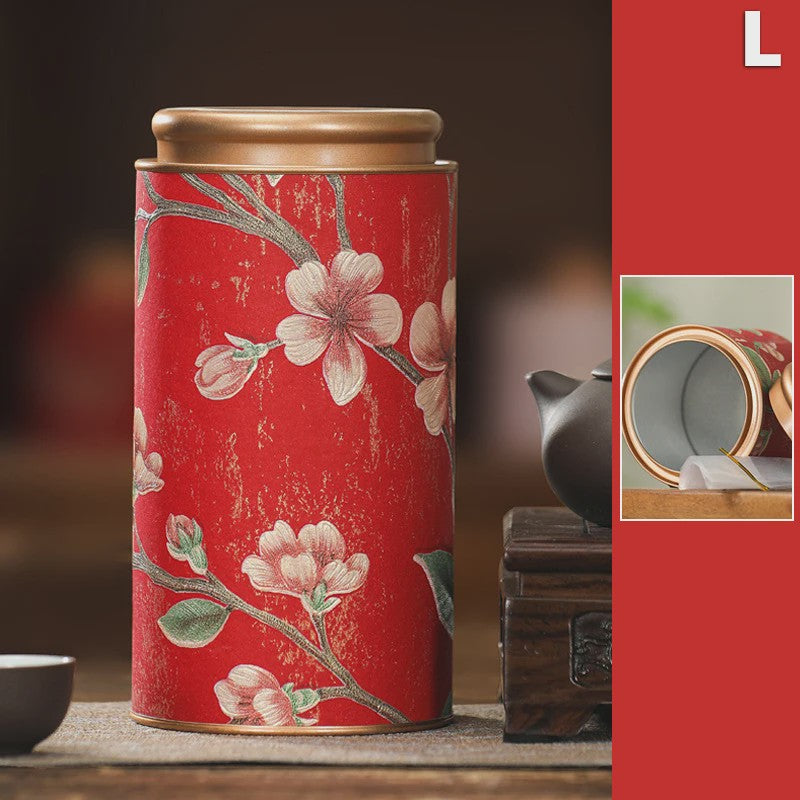 Decoratieve Theeblik met Bloemenprint - Afsluitbare Opbergbus voor Thee
