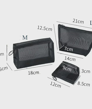 Transparante Mesh Make-up Tas met Rits - Organizer voor Cosmetica en Toiletartikelen