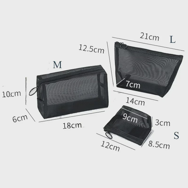 Transparante Mesh Make-up Tas met Rits - Organizer voor Cosmetica en Toiletartikelen