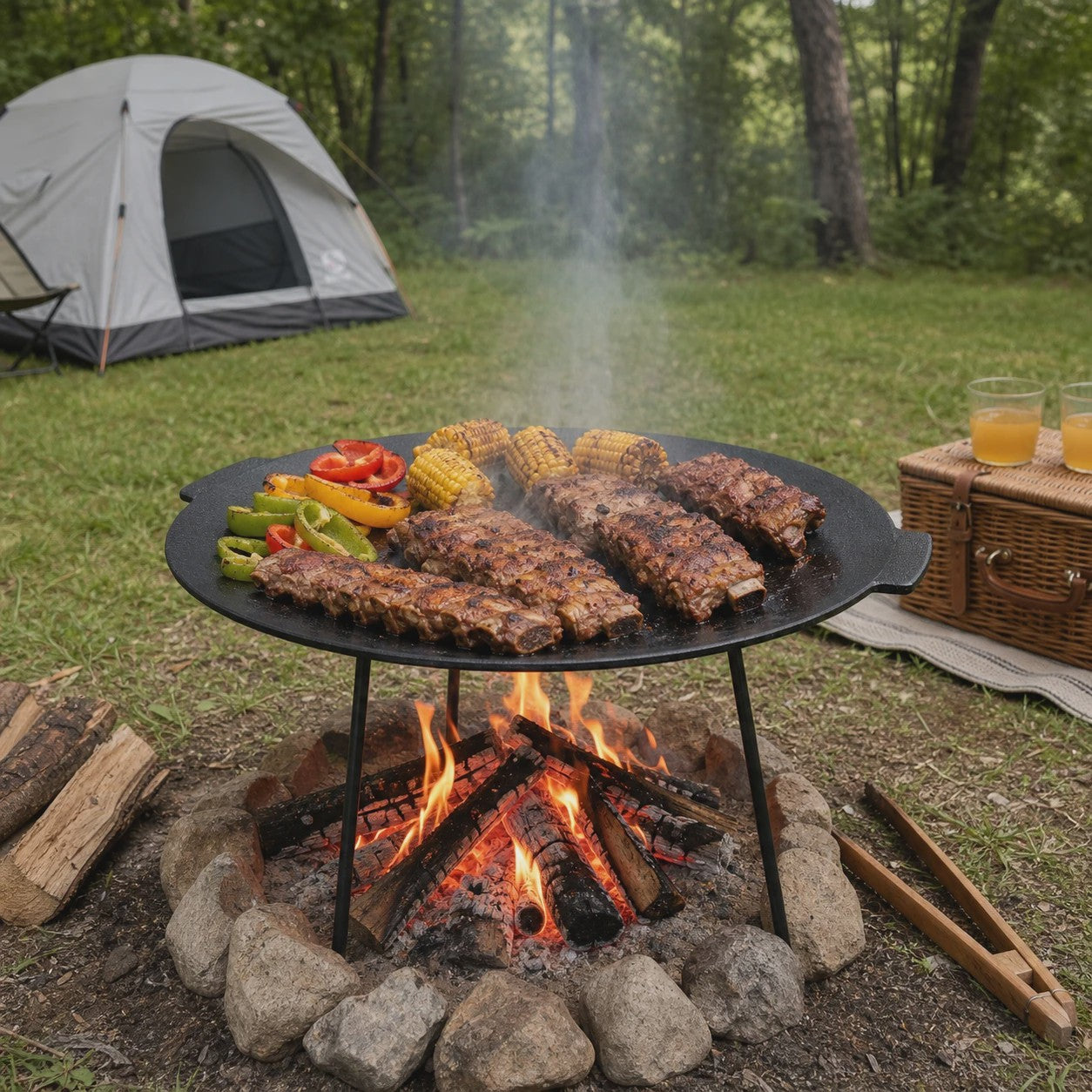 Gietijzeren BBQ Grillplaat met Onderstel - Diameter 45 cm