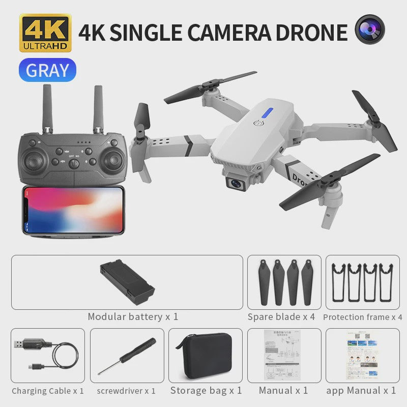 Opvouwbare FPV WiFi Drone met 4K Camera en Vliegstabilisatie - Perfect Cadeau