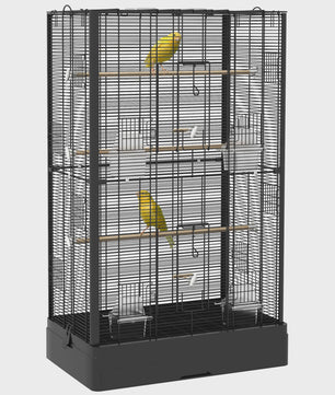 Pawhut Vogelkooi 61x36.5x98 cm met Deuren, Zitstokken en Uitschuifbare Lade