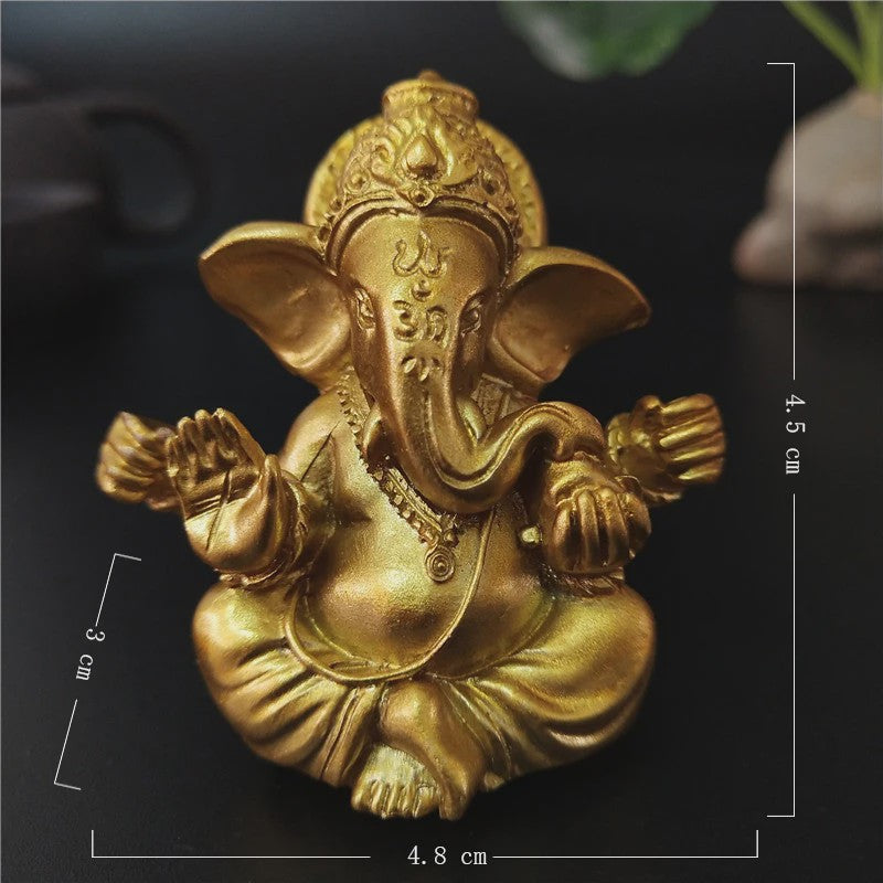 Ganesha Beeldje Bronskleurig - Hindoeïstische God Sculptuur voor Huis & Kantoor Decoratie
