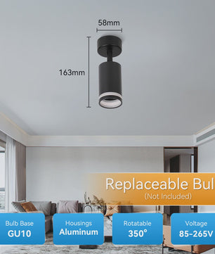 Moderne Zwarte Plafondspot GU10 - Verstelbaar en Vervangbare Lamp