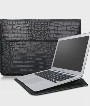 Luxe Croco Leren Laptop Sleeve & Stand voor MacBook Air/Pro 13-16 Inch