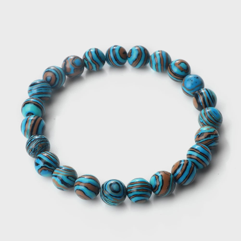 8mm Natuurlijke Malachiet Edelsteen Armband - Handgemaakt, Elastisch