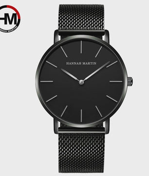 Hannah Martin Herenhorloge - Stijlvol Zilver & Bruin Leer, Waterdicht Quartz Dress Watch