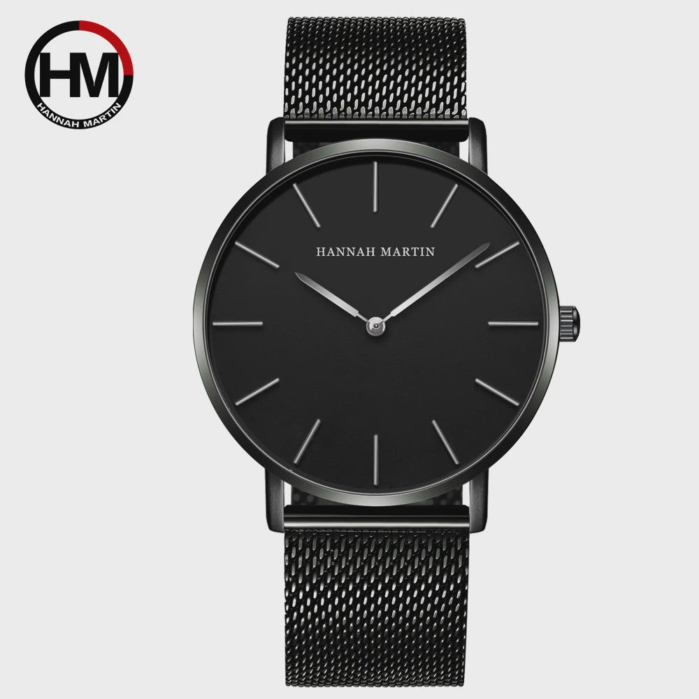 Hannah Martin Herenhorloge - Stijlvol Zilver & Bruin Leer, Waterdicht Quartz Dress Watch
