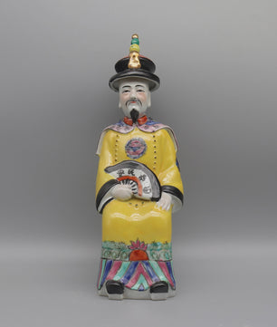 Set Keramische Beelden Chinese Keizer en Keizerin - Qing Dynastie Decoratie