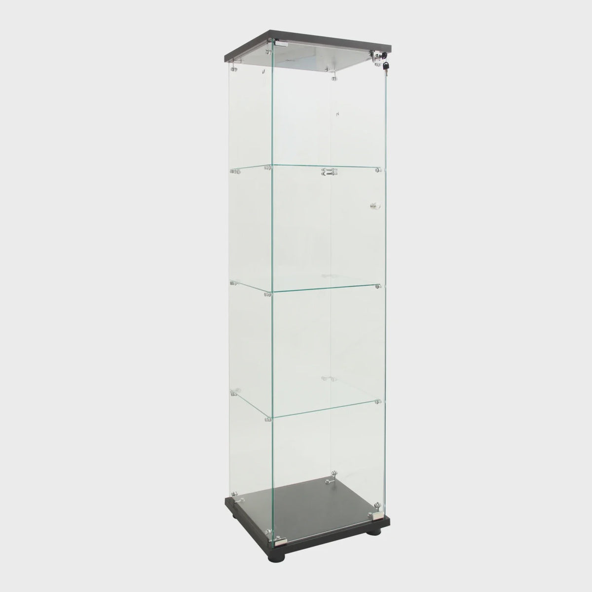Glazen Vitrinekast met LED Verlichting, 4 Planken, 2 Deuren - Zwart/Wit