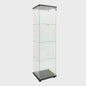 Glazen Vitrinekast met LED Verlichting, 4 Planken, 2 Deuren - Zwart/Wit