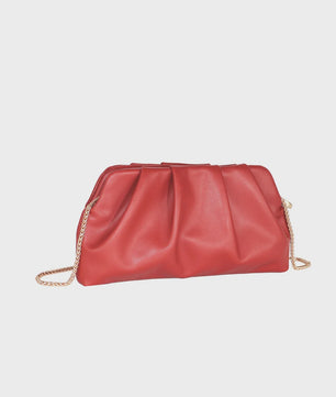 Luxe Plissé Avondtas met Gouden Ketting - Clutch & Schoudertas voor Feestelijke Gelegenheden