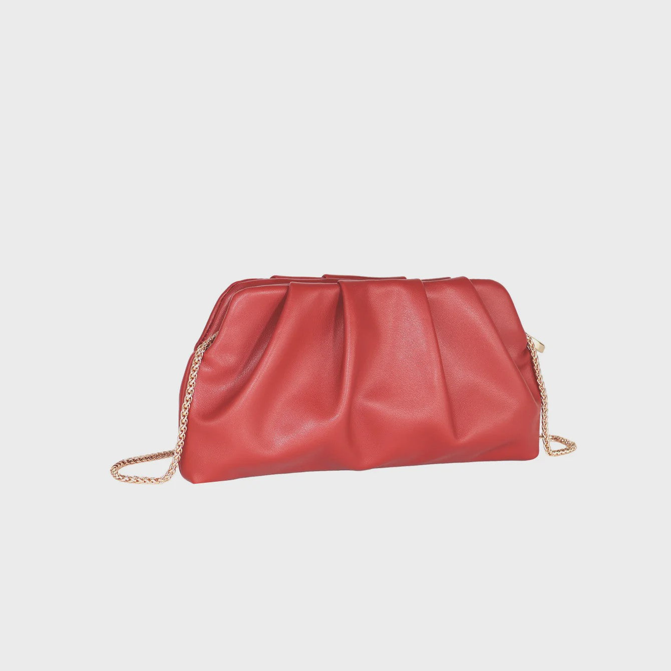 Luxe Plissé Avondtas met Gouden Ketting - Clutch & Schoudertas voor Feestelijke Gelegenheden
