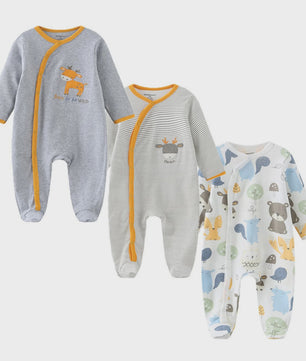 3-Pack Baby Rompers Unisex Katoen - Zacht & Comfortabel voor Pasgeborenen