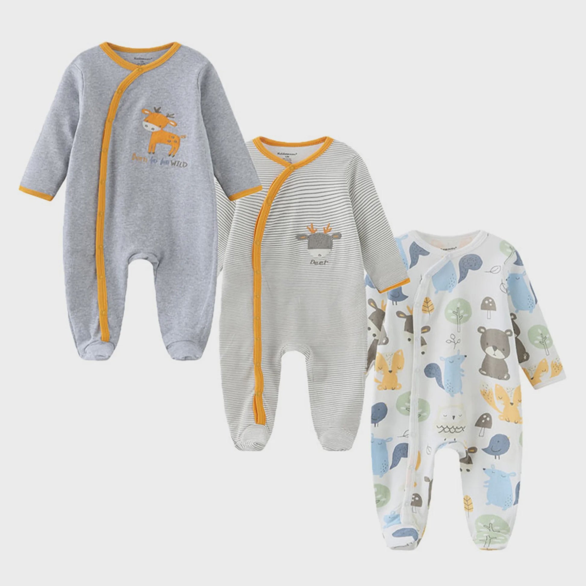 3-Pack Baby Rompers Unisex Katoen - Zacht & Comfortabel voor Pasgeborenen
