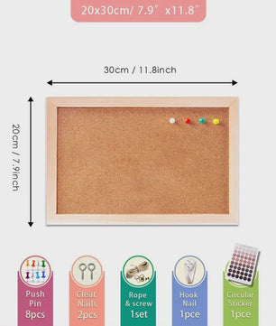 Houten Kurkbord met Houten Frame - Decoratieve Wanddecoratie & Fotowand