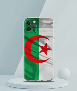 Transparante TPU Hoesje met Algerijnse Vlag - Schokbestendig voor iPhone (Diverse Modellen)