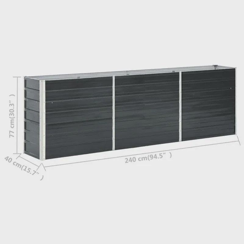 Verhoogd Plantenbed Staal Antraciet 240x40x77cm - Duurzaam & Stijlvol Tuinieren