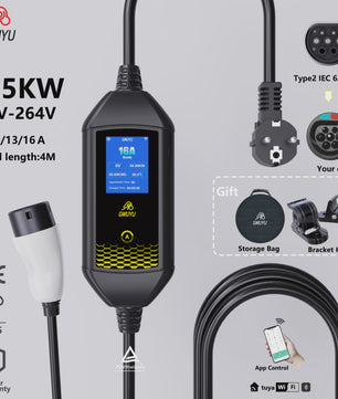 Draagbare EV Charger GWUYU 3.5kW - Type 1, 2, GBT - APP Bediening
