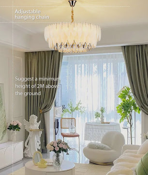 Luxe Plume Kristal Hanglamp - Dimbare LED Verlichting voor Woonkamer, Slaapkamer & Eetkamer