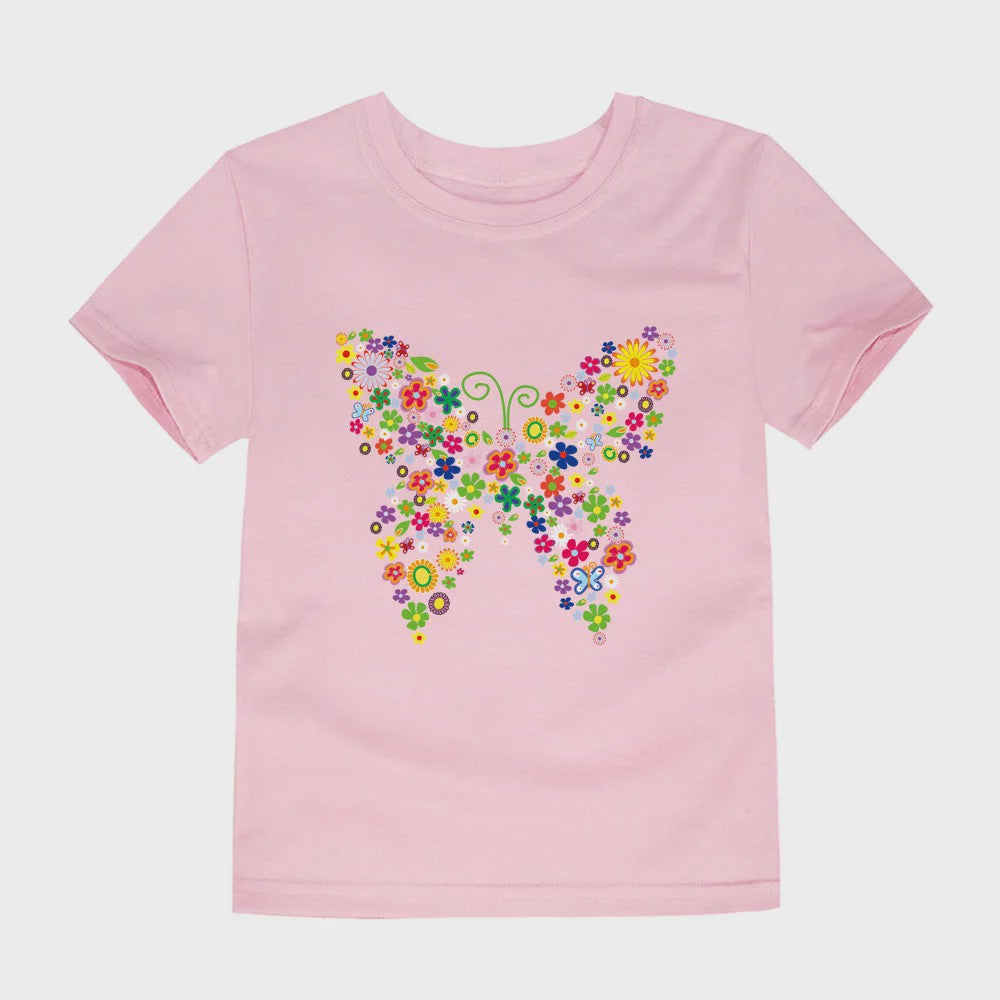 Schattig Katoenen T-shirt Meisjes met Bloemprint - Maten 2 t/m 14 Jaar