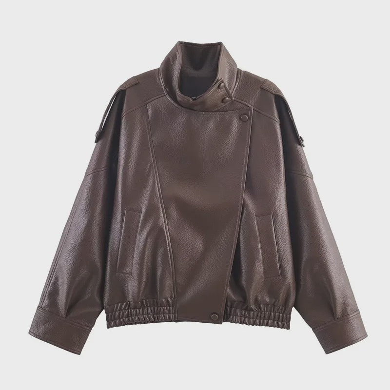 Zwarte Dames Faux Leren Jas - Stijlvolle Motorjas voor Herfst & Mode