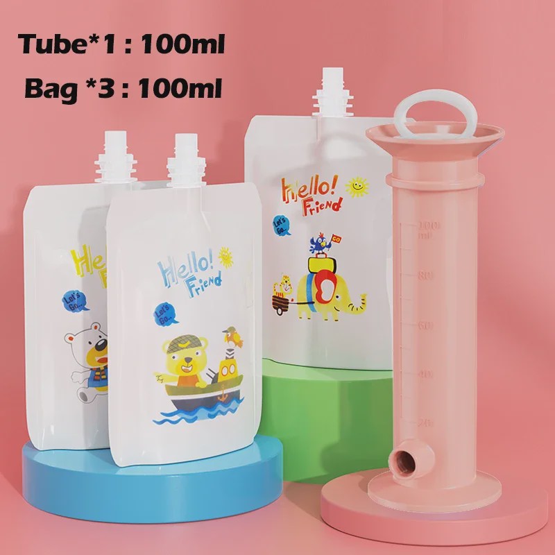 Herbruikbare Babyvoeding Dispenser Set - Zelf Fruitpuree Maken & Bewaren