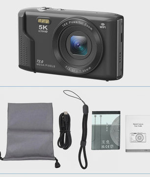Ourlife Compacte Digitale Camera 5K 72MP met 16x Zoom - Ideaal voor Vlogs en YouTube
