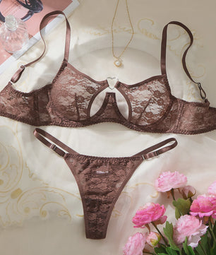 Elegante kanten BH en slip set met hartsluiting - Comfortabel en stijlvol
