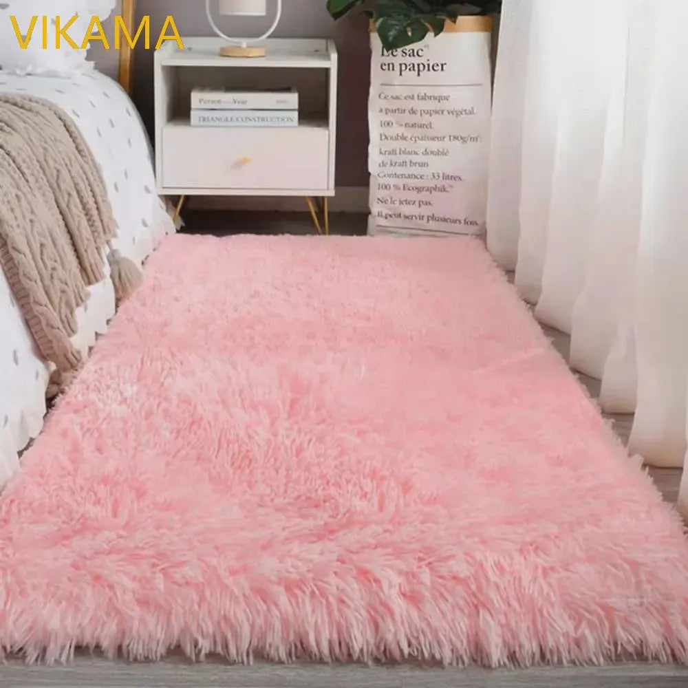 VIKAMA Luxe Pluche Vloerkleed - Zacht & Sfeervol voor Slaapkamer en Woonkamer