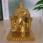 Mao Zedong Zittend Beeld - Antiek Brons & Goudkleurig - President Mao Sculptuur
