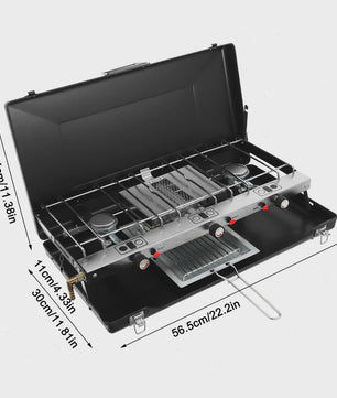 Draagbare Camping Kookplaat & BBQ Grill - Inklapbaar, Zwaar Staal