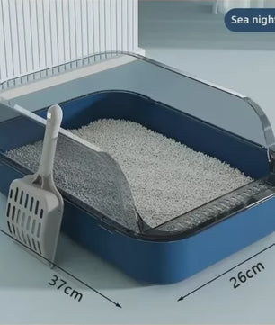 Semi-Gesloten Kattenbak met Hoge Randen - Spatwaterdicht en Ruim Toilet voor Kittens
