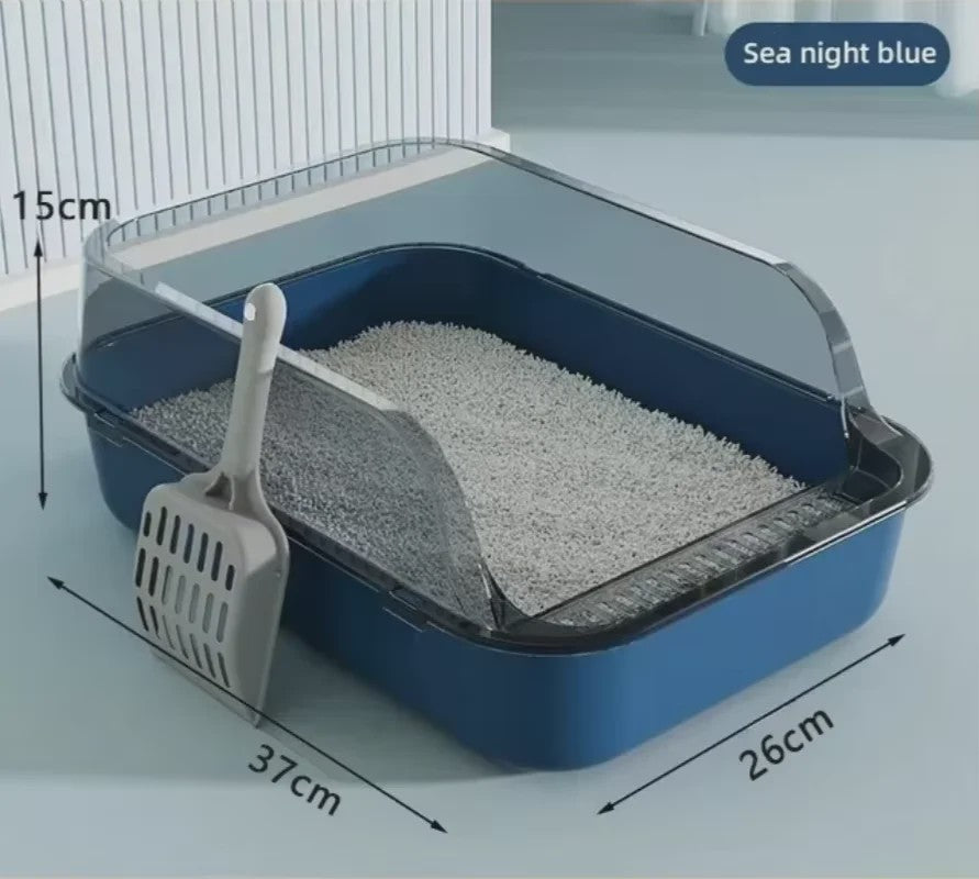 Semi-Gesloten Kattenbak met Hoge Randen - Spatwaterdicht en Ruim Toilet voor Kittens