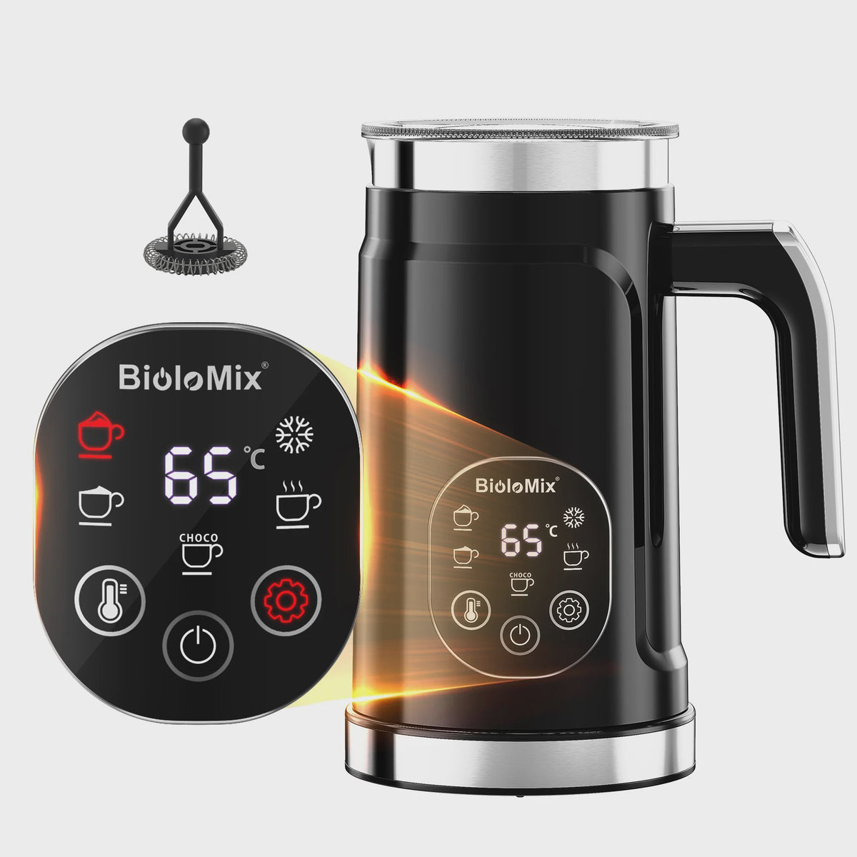 BioloMix 5-in-1 Melkopschuimer met LED Touchscreen - Voor Warme & Koude Foam