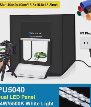 PULUZ 40CM Fotografie Lightbox - Dimbare Dual LED Studio Tent met 6 Kleuren Achtergronden