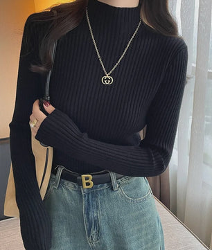 Chique Gebreide Turtleneck Trui voor Dames - Slim Fit, Lange Mouwen, Warm & Basic voor Herfst/Winter
