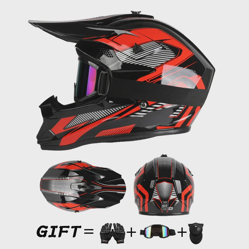 Off Road Motorcross Helm met Vizier & Goggles - Veilig & Comfortabel