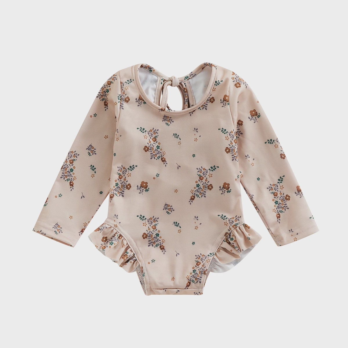 Zomerse Baby Meisjes Zwempak met Bloemenprint, Lange Mouwen en Ruches