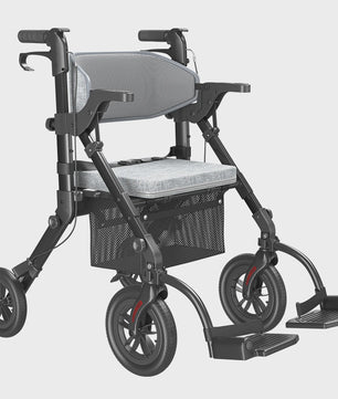 Lichtgewicht Opvouwbare Rollator Walker met Zitje & Transportrolstoelfunctie
