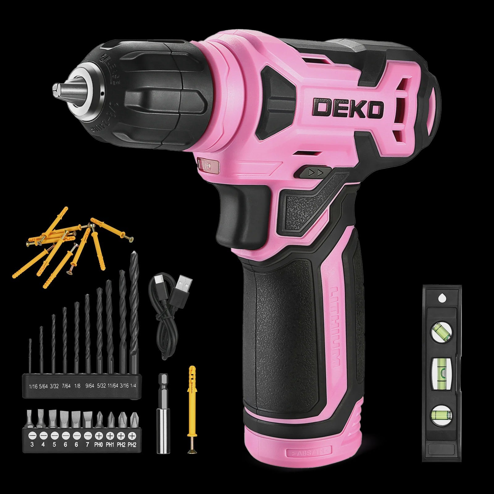 DEKO 8V Draadloze Boormachine Set met 42 Delige Accessoires