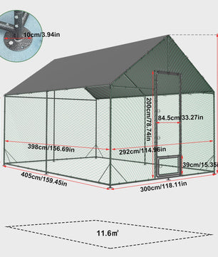 Ruime Metalen Kippenren met Dak - Weerbestendig en Roofdierproof