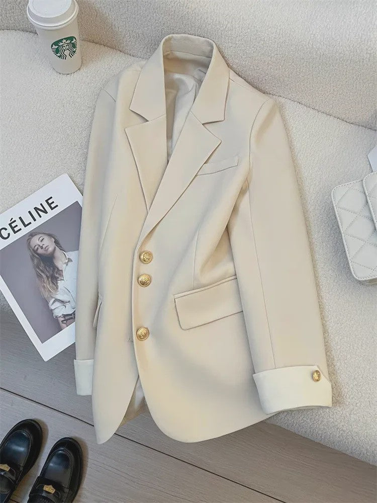 Stijlvol Dames Blazer Vest met Opstaande Kraag - Elegante Kantoor Outwear Lente/Herfst