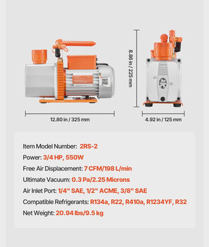 SucceBuy Vacuümpomp voor HVAC: 1- & 2-Traps, 3.5-7 CFM