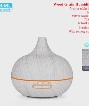Aroma Diffuser met Houtnerf Design, 7 Kleuren LED en Afstandsbediening