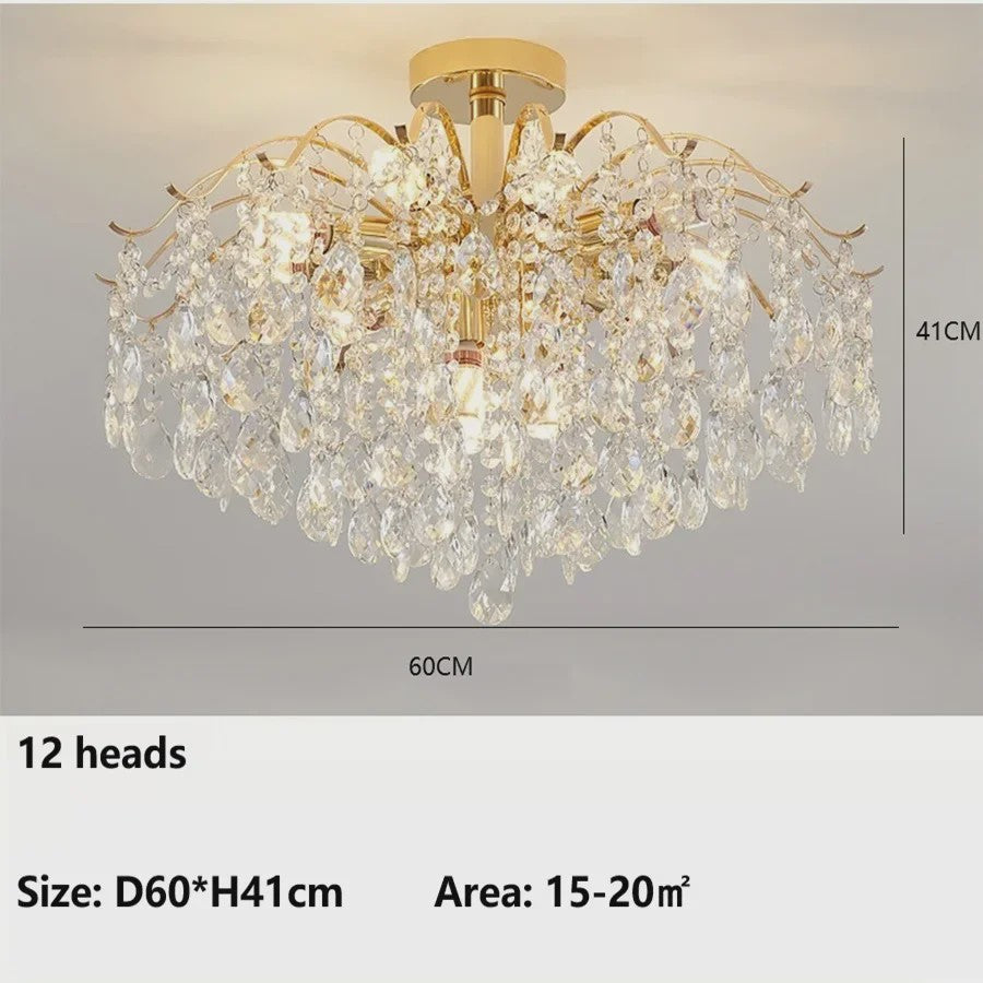 Luxe Kristallen Plafondlamp met LED - Sfeervolle Hanglamp voor Woonkamer