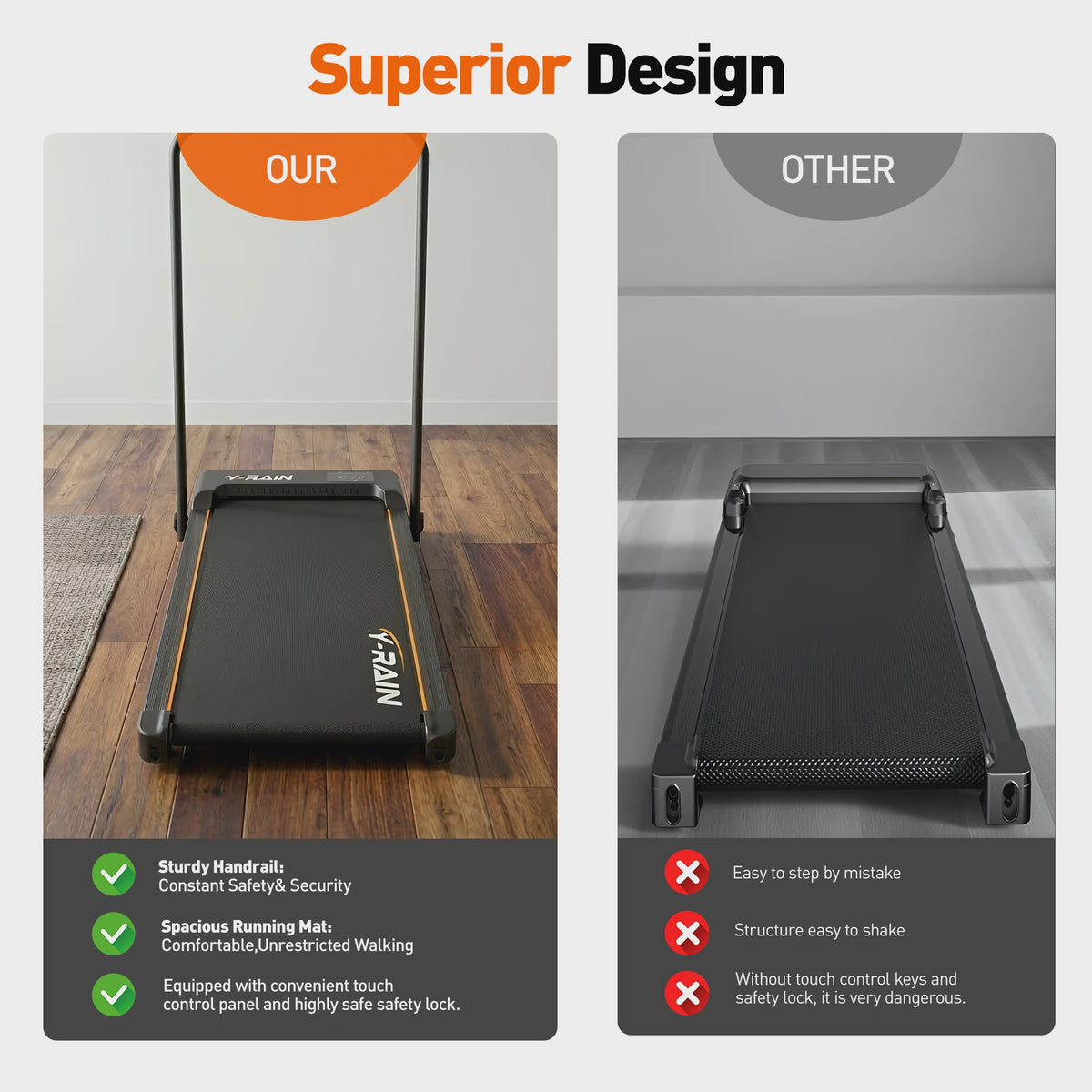 Y-RAIN 3-in-1 Opvouwbare Loopband met 0-9% Incline, 3.0PK Stille Motor, 150kg Belasting, Afstandsbediening