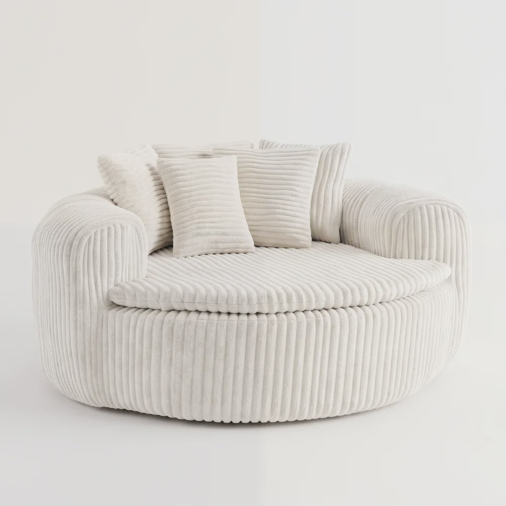 Moderne Corduroy Beanbag Fauteuil met Extra Brede Armleuningen en 5 Kussens - Comfortabele Lounge Stoel voor Woonkamer & Slaapkamer